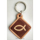 Брелок кожаный "Рыбка" (BR 4) ромб малый, коричневый