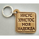 Брелок шкіряний "Иисус Христос моя надежда" (BR 116) світло-коричневий, рос. мова