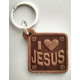Брелок кожаный "I love Jesus" (BR 15) квадратный, коричневый