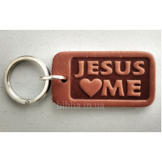 Брелок шкіряний "Jesus Loves Me" (BR 24) малий теракотовий