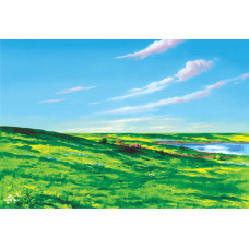 Фоны для фланелеграфа на подложке (854) вода и небо, склон холма